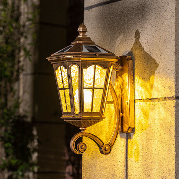Europeisk sol utendørs lanterne aluminium glass vanntett 1-lykt vegg lampe | Skanto