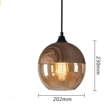 Skanto | EternaGlow Pendellampe laget av Glass og Tre | Elegant Design for Ditt Hjem