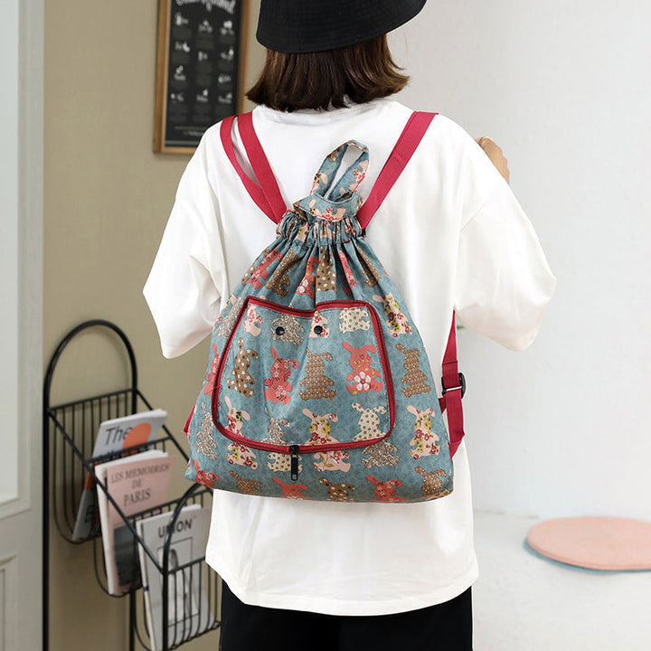 Samlebar trykt nylon ryggsekk med snor | Skanto