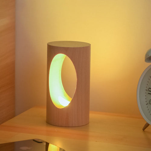 Skanto | Japansk heltre rektangulær søyle LED nattlampe USB bordlampe