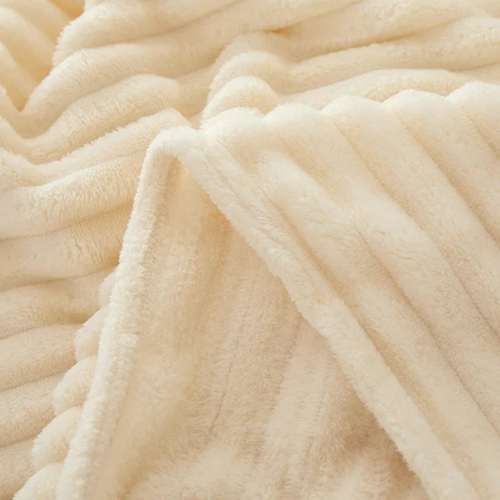 Skanto | Bredstripet flanell fleece teppe - CozyStripe