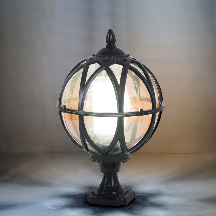Tradisjonell kolonial globe glass aluminium 1-lys utendørs lys for hage | Skanto