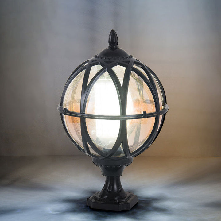 Tradisjonell kolonial globe glass aluminium 1-lys utendørs lys for hage | Skanto