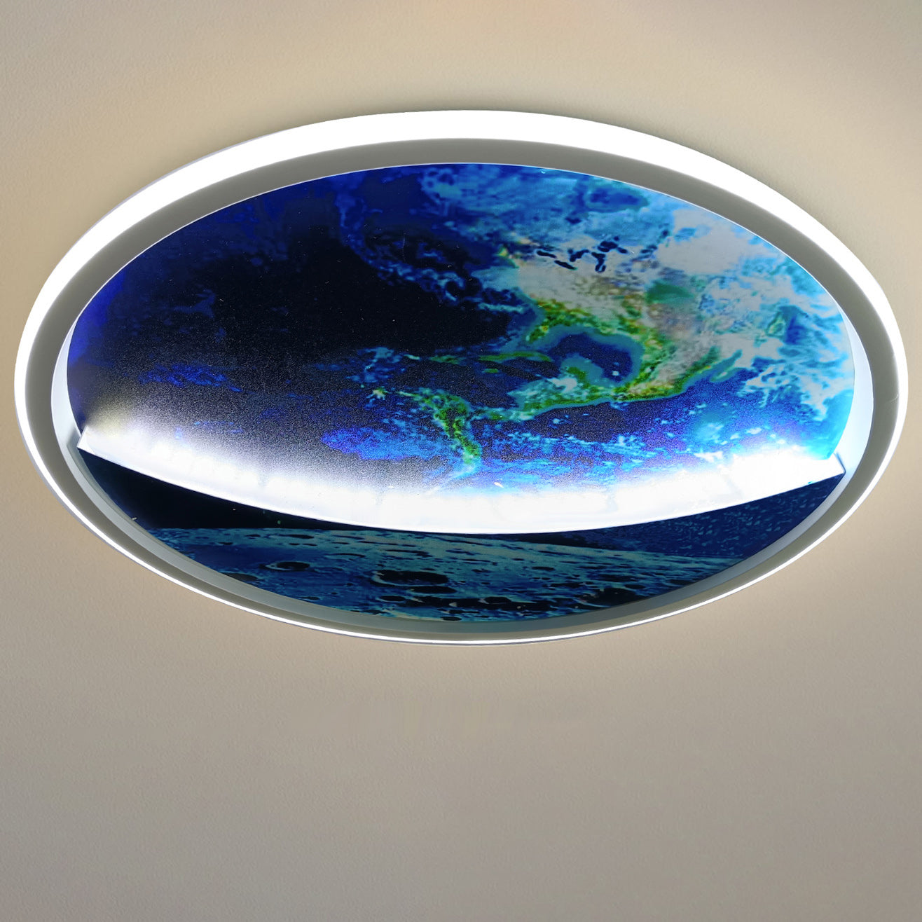 Norvo | Modern Art Deco Planet Earth Rund Silikon Jern LED Taklampe For Stue