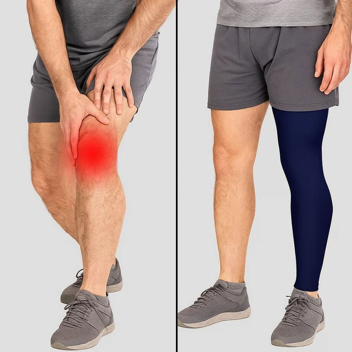 FlexiRelief | Full Leg Compression Sleeve – Knee Support – Graduert Trykk – Smertelindring – Gjenoppretting – Hevelse Reduksjon Skanto