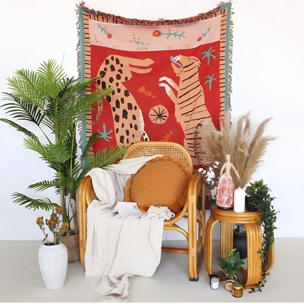 Skanto | Leopard Vevd Frynse Teppe