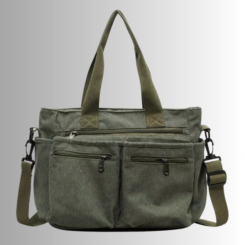 Skanto | Urban Cord Tote Stilig Corduroy Skulderveske – Romslig, Lettvint & Funksjonell Hverdagstote