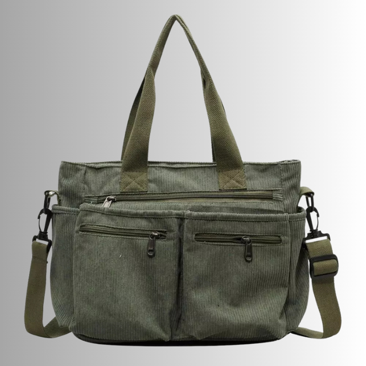 Skanto | Urban Cord Tote Stilig Corduroy Skulderveske – Romslig, Lettvint & Funksjonell Hverdagstote