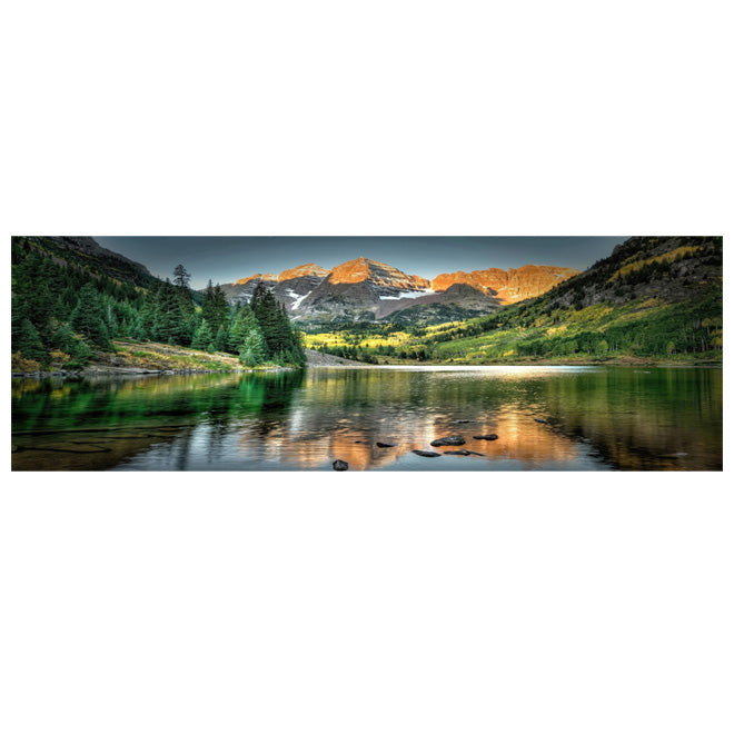 Mountain Lake Forest Wilderness Wall Art Large Format Canvas Prints Wide Landscape Above Sofa or Bed | Skanto