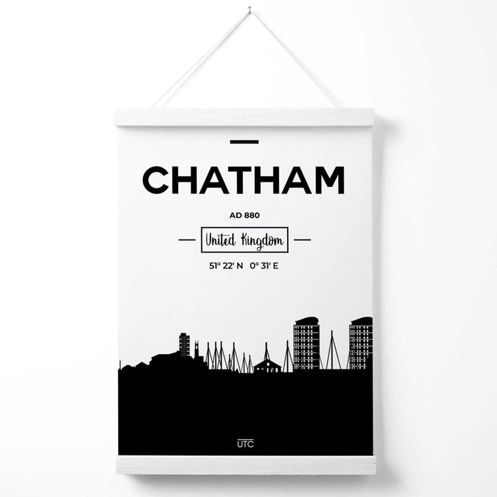 Chatham – Svart-hvitt bybildeplakat med oppheng
