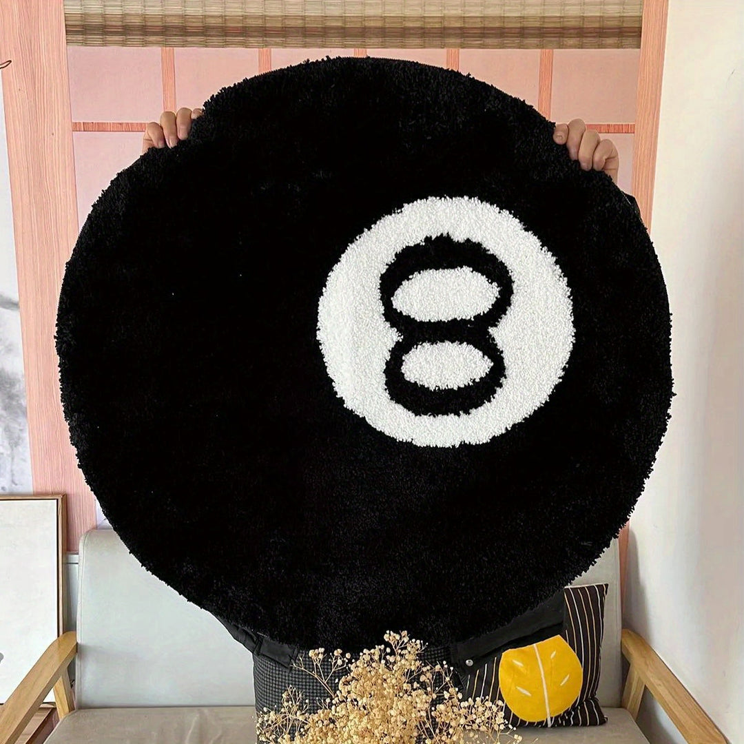8 Ball Billard Rundt Gulvmatte – Ikke-glidende Teppete for Stue, Bad & Dekorasjon | Tilgjengelig i Størrelser | Skanto
