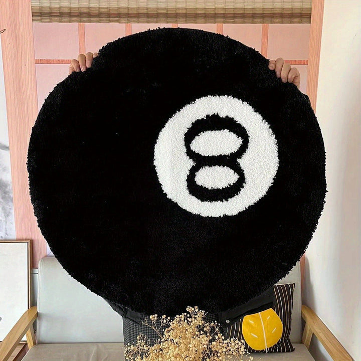 8 Ball Billard Rundt Gulvmatte – Ikke-glidende Teppete for Stue, Bad & Dekorasjon | Tilgjengelig i Størrelser | Skanto