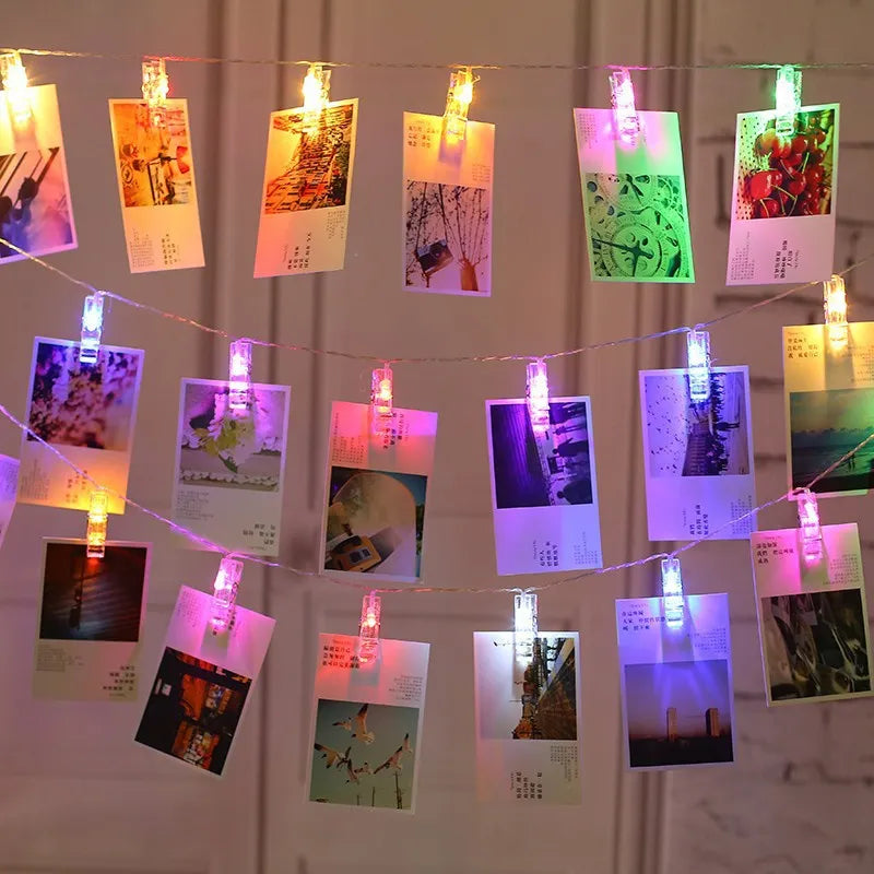 Skanto | LED fotoklipplyskjede med batteridrift – Fargeforanderlige lys for dekorasjon og fotopresentasjon