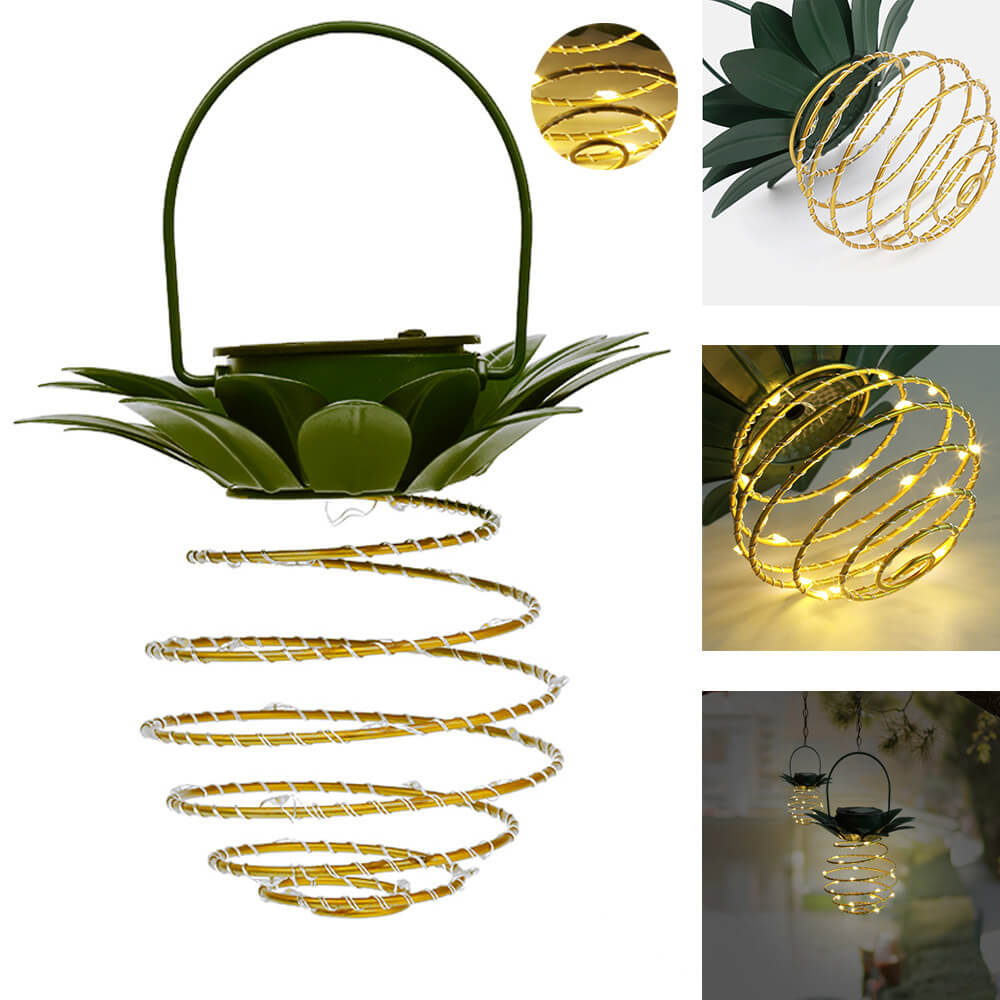 Skanto | Solar Pineapple Iron Lantern LED Kobbertråd Utendørs Vanntett Hage Dekorative Hengende Lys