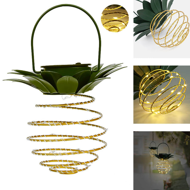Skanto | Solar Pineapple Iron Lantern LED Kobbertråd Utendørs Vanntett Hage Dekorative Hengende Lys