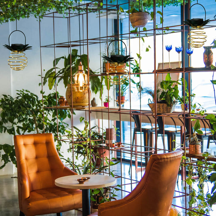 Skanto | Solar Pineapple Iron Lantern LED Kobbertråd Utendørs Vanntett Hage Dekorative Hengende Lys