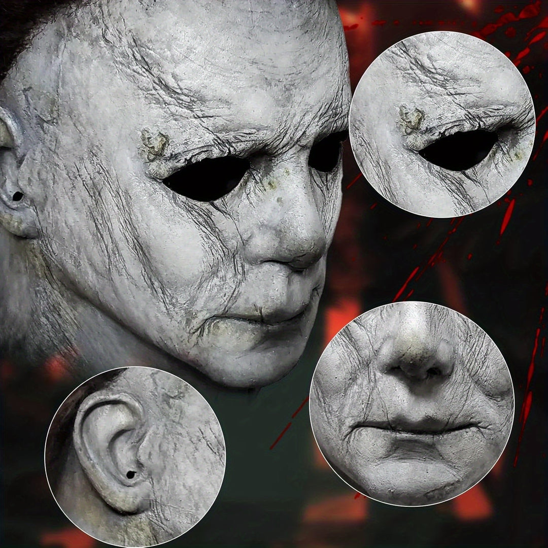 Skanto | Men’s Realistiske Skumle Halloween Maske Sett | Horrorspråktekniv