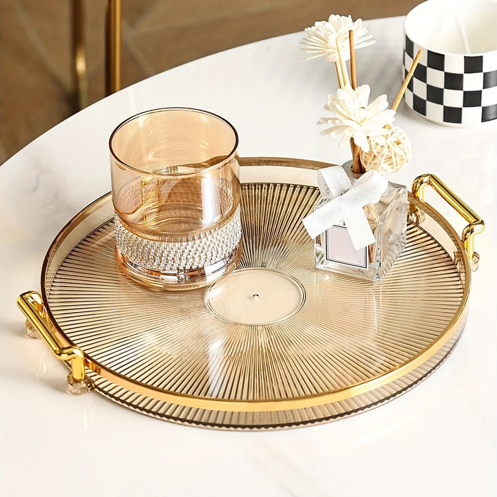 Gilded Elegance – Luksus Serveringsbrett med Gyldne Håndtak Skanto