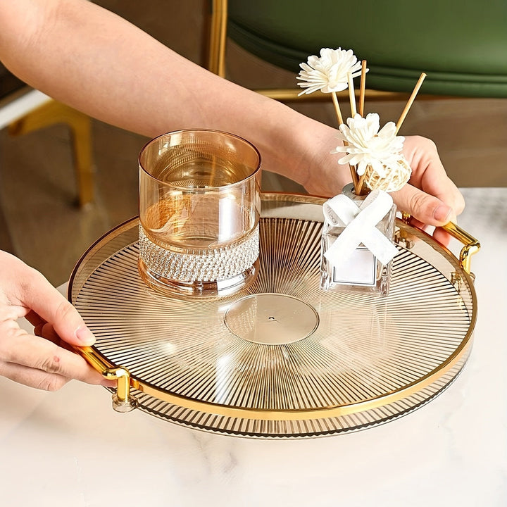 Gilded Elegance – Luksus Serveringsbrett med Gyldne Håndtak Skanto