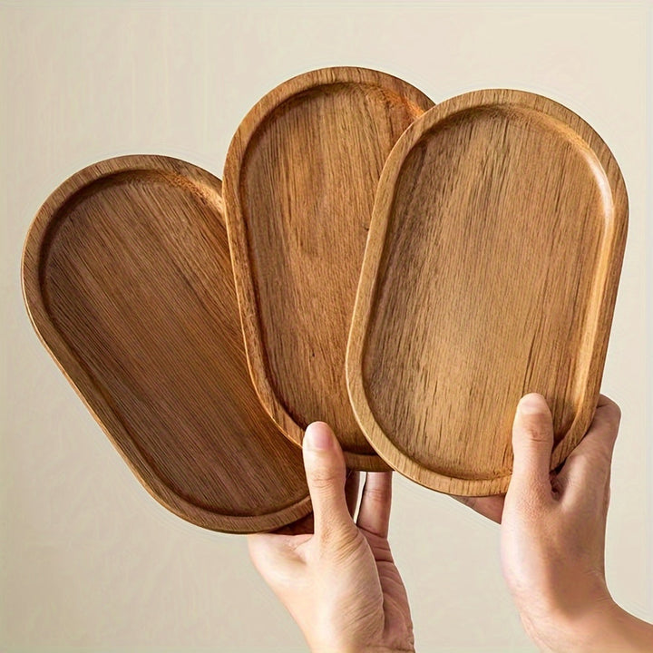 ChicTray - Elegant Oval Tray laget av Massivt Tre Skanto