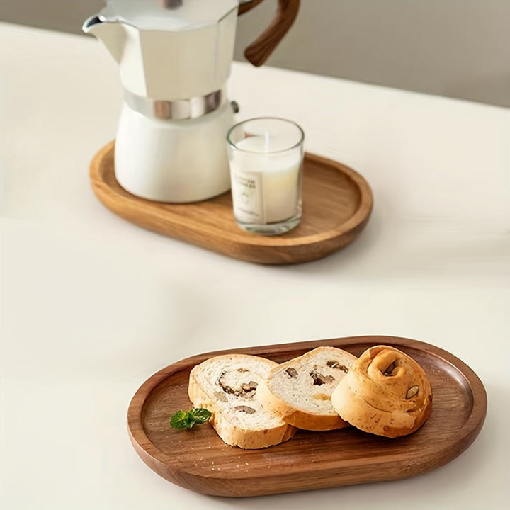 ChicTray - Elegant Oval Tray laget av Massivt Tre Skanto
