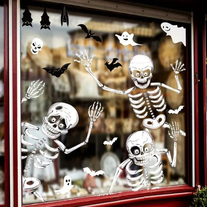 140PCS Halloween Vindu Klistermerker Dekor - Dobbeltsidige Avtakbare Klistremerker For Innendørs Halloween Fest Dekorasjoner Skanto