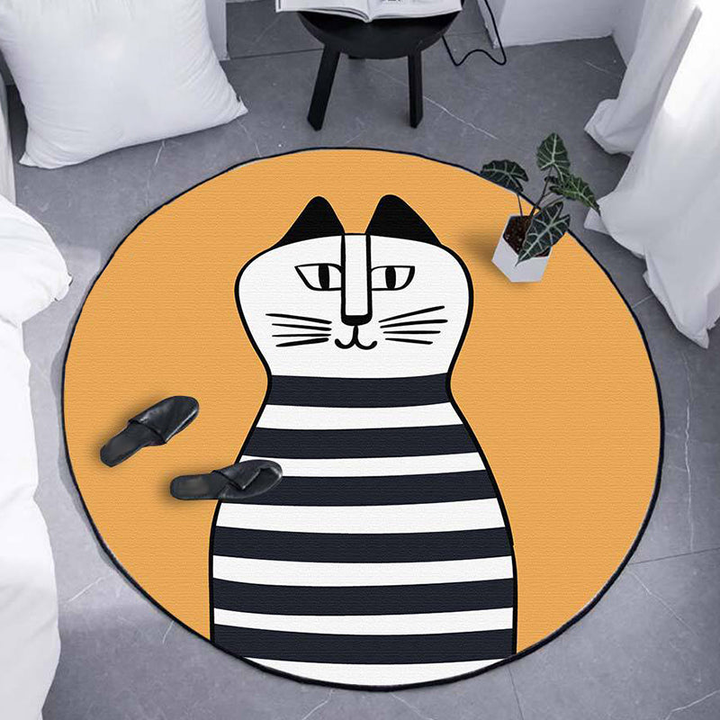 Norvo | Barne Båt-Mønster Teppe Beige og Orange Polyester Teppe Vaskbart Kattvennlig Antiskli Teppe for Barnerommet