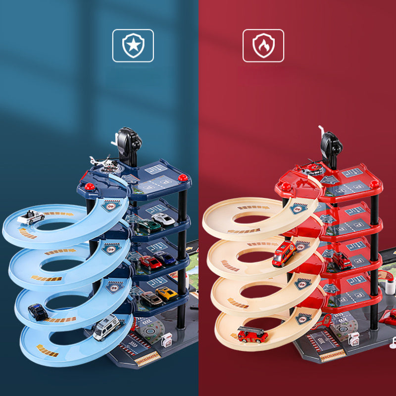 Norvo | BlazeCity | Spennende redningsoppdrag - Brann- og politi garasje lekesett med biler