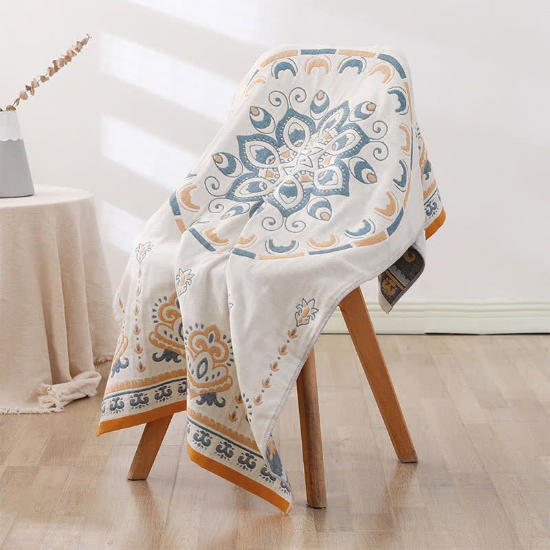 Blomstertrykk Jacquard Bomull Håndkle 70x140cm | Skanto