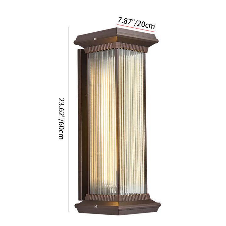 Moderne minimalistisk vanntett rektangulær aluminium glass 1/2 lys utendørs vegglampe for hage | Skanto