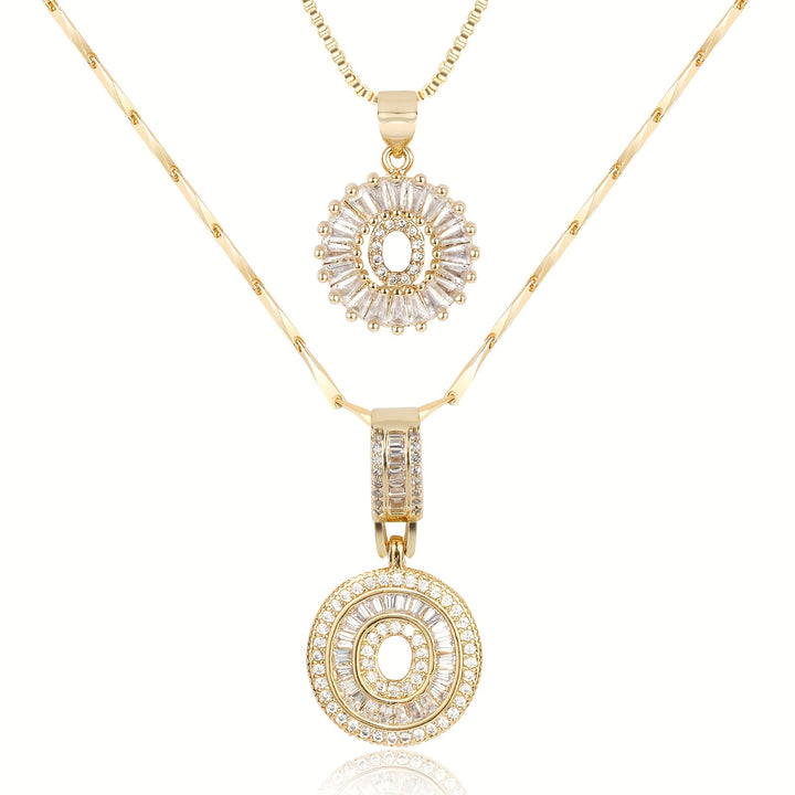 Skanto | 2pc 14k Diamant Bokstav Initial Halskjeder