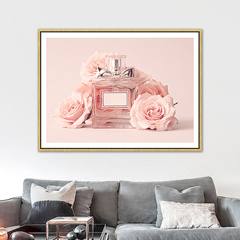 Norvo | Rosa Floral Parfyme Lerrettrykk Fotografi Glam Stil Struktur maleri for soverom