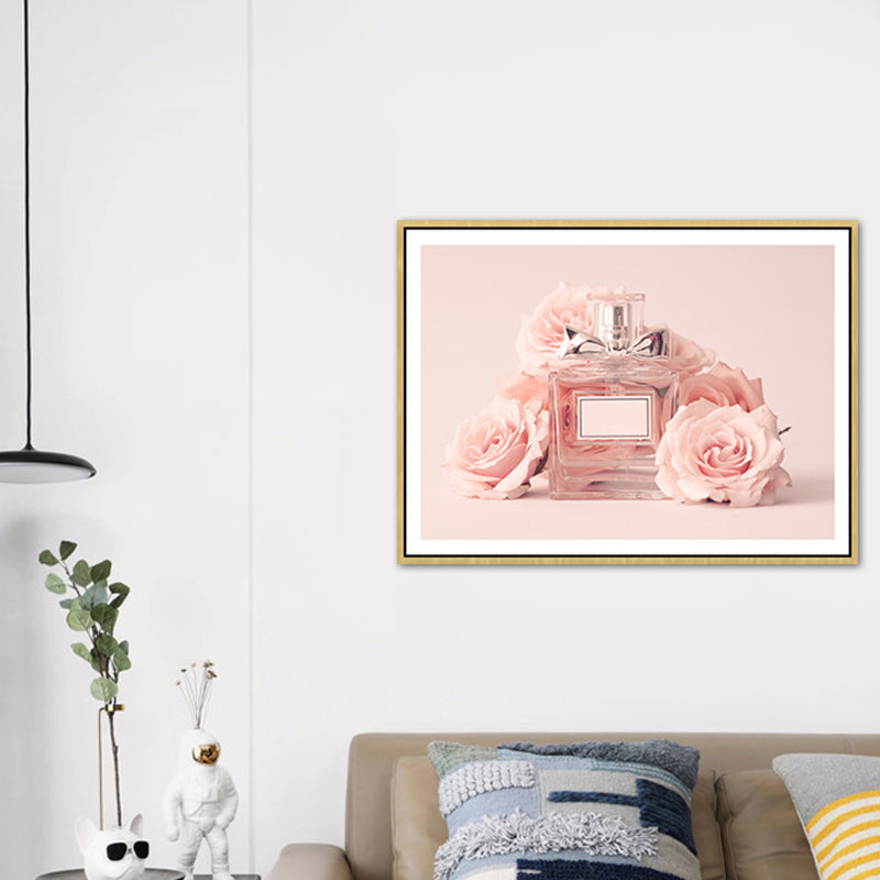 Norvo | Rosa Floral Parfyme Lerrettrykk Fotografi Glam Stil Struktur maleri for soverom