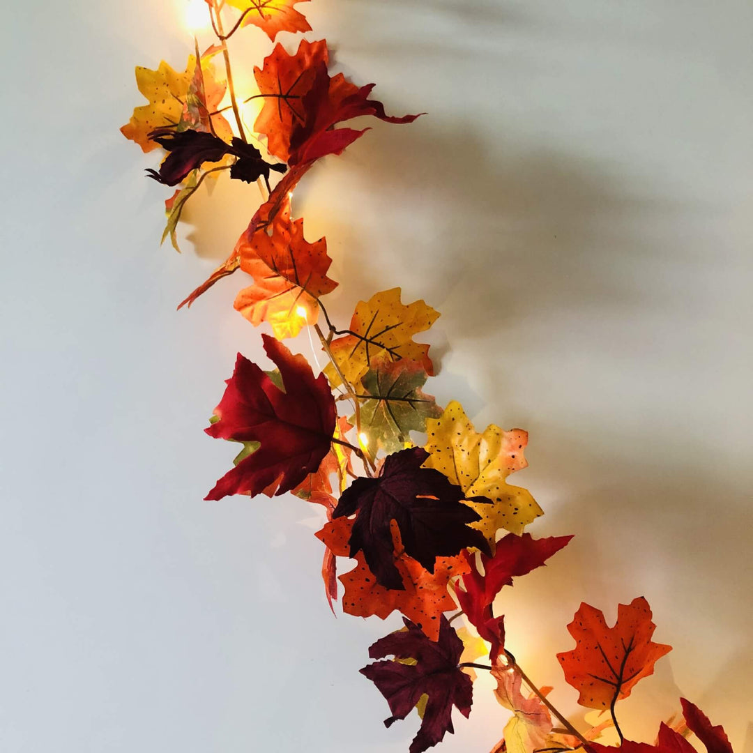 Skanto | Maple Leaf Rattan Festvindu Patio Fest Thanksgiving Høsthøsting Dekorasjon Lyslenker