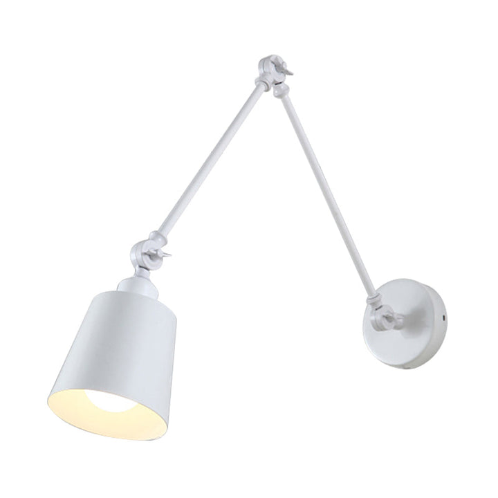 2-leddet svingarm vegglampe nordisk jern enkelt svart/hvitt vegglampe med innsnevret skjerm | Skanto
