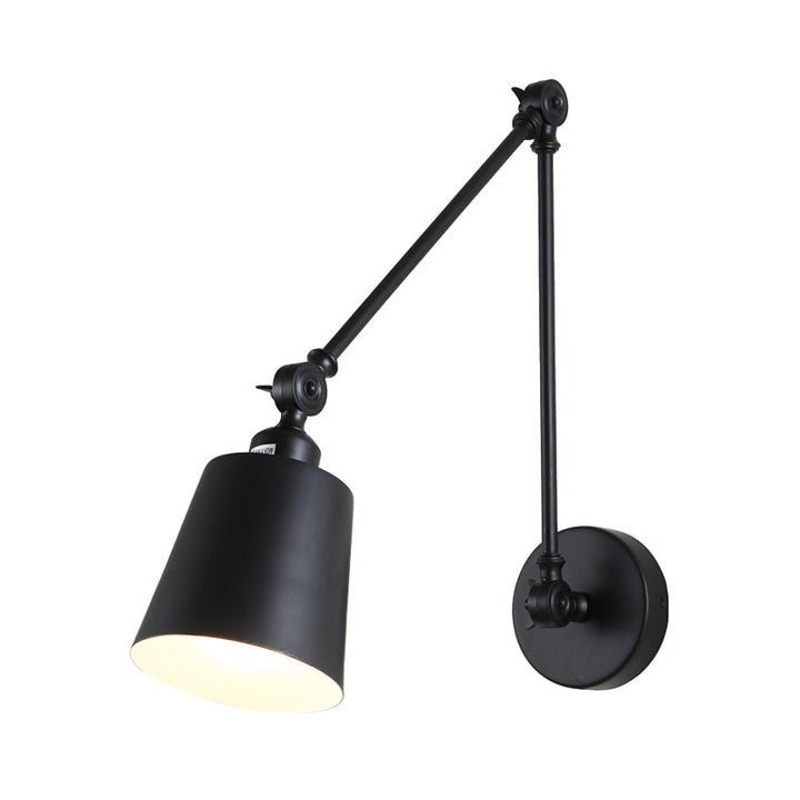 2-leddet svingarm vegglampe nordisk jern enkelt svart/hvitt vegglampe med innsnevret skjerm | Skanto
