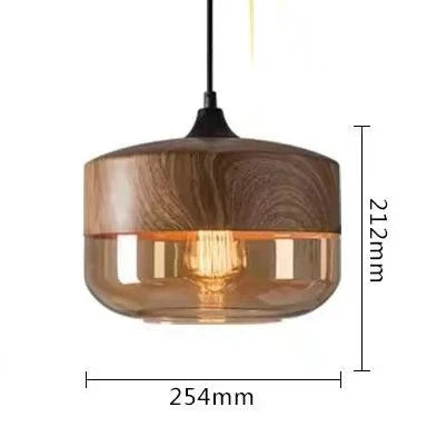 Skanto | EternaGlow Pendellampe laget av Glass og Tre | Elegant Design for Ditt Hjem