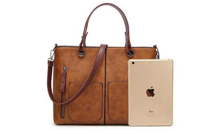 Cera - Dobbel Frontlomme Vintage Tote Håndveske | Skanto