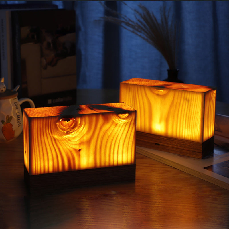 Trådløs LED-Tae-lampe med berøringskontroll | Oppladbart batteri | Tresjaring-design | Justerbar lysstyrke