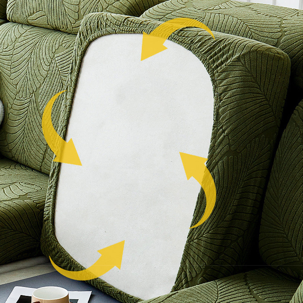 Norvo | Moderne Blader Jacquard Vanntett Anti-Ripe Stretch Full Dekke Sofa Dekke