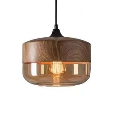 Håndgeblasene Pendelleuchte fra Glas og Holz, Verstellbar
