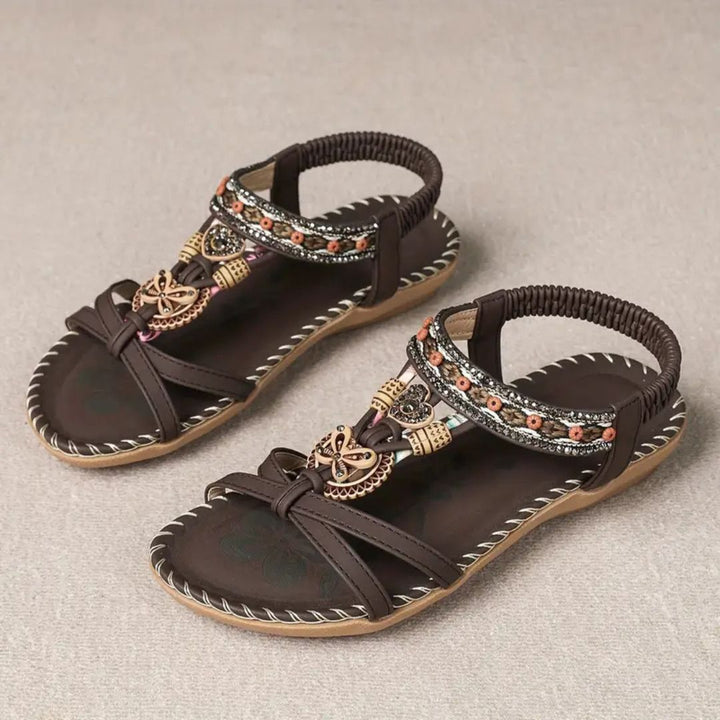 Zeyla – Boho Strass-sommerfugl-flate sandaler
