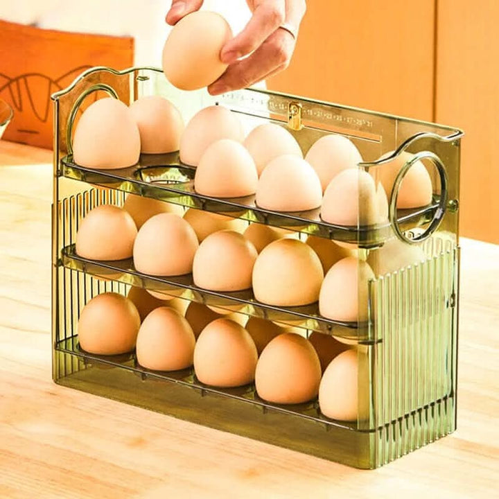 Skanto | Clear Egg Organizer – Space-Besparende Rullende Kjøleskapsoppbevaring