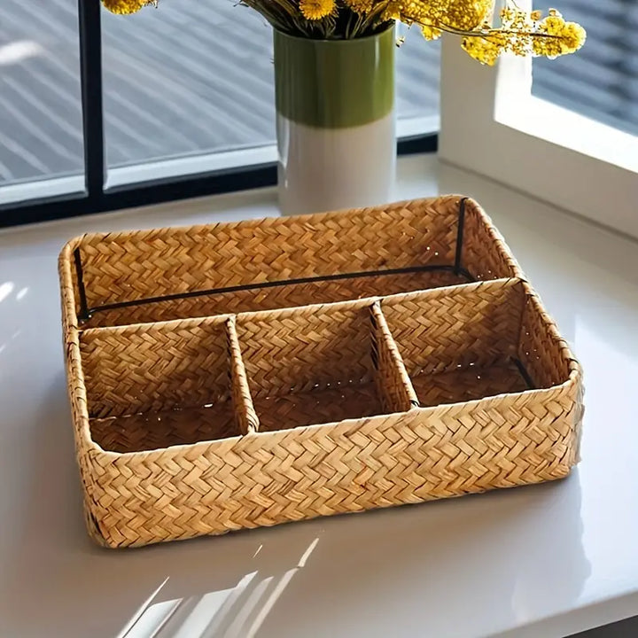 Emly Rattan Organizer Basket | Skanto
