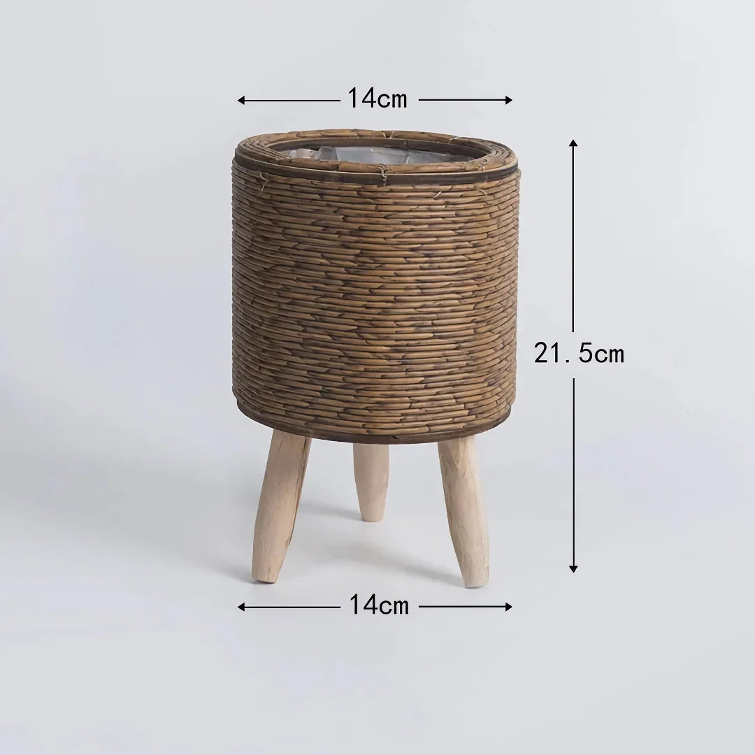Skanto | Vintage Imitasjon Rattan Blomsterstander med Treben