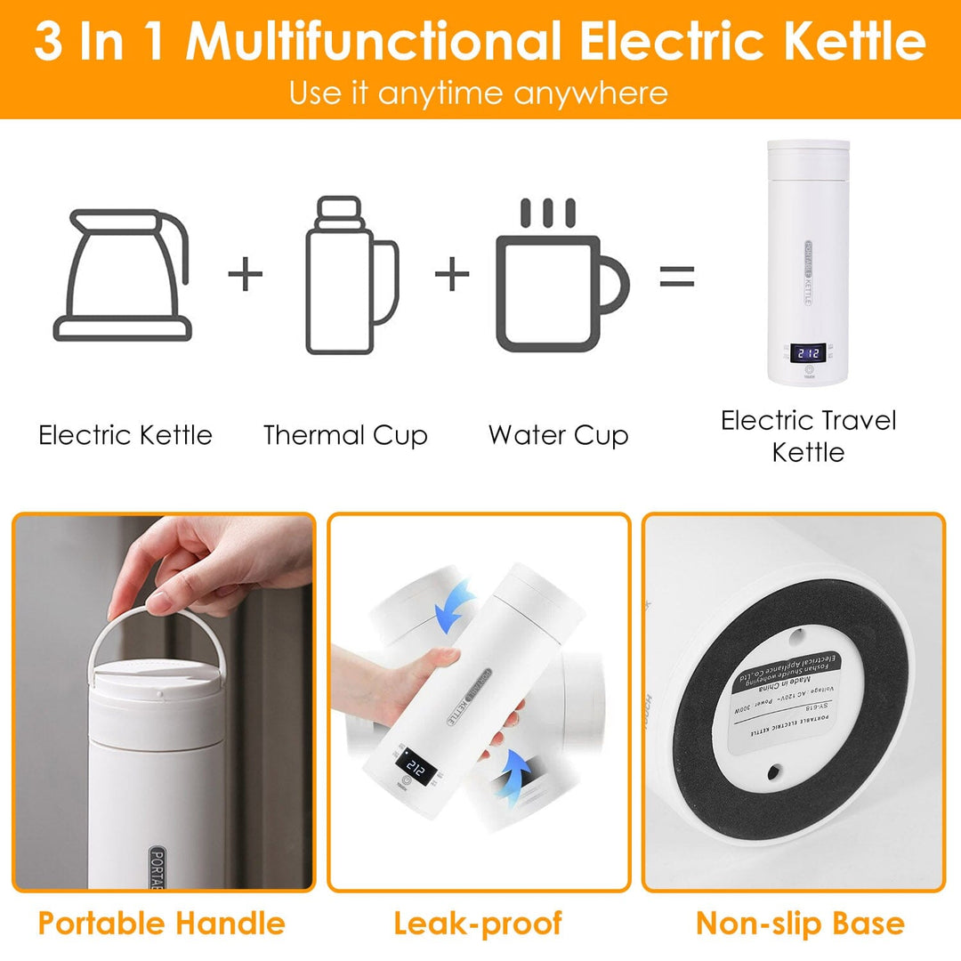 Skanto | 17Oz Rustfritt Stål Reise Elektrisk Kettle med 4 Temperaturinnstillinger