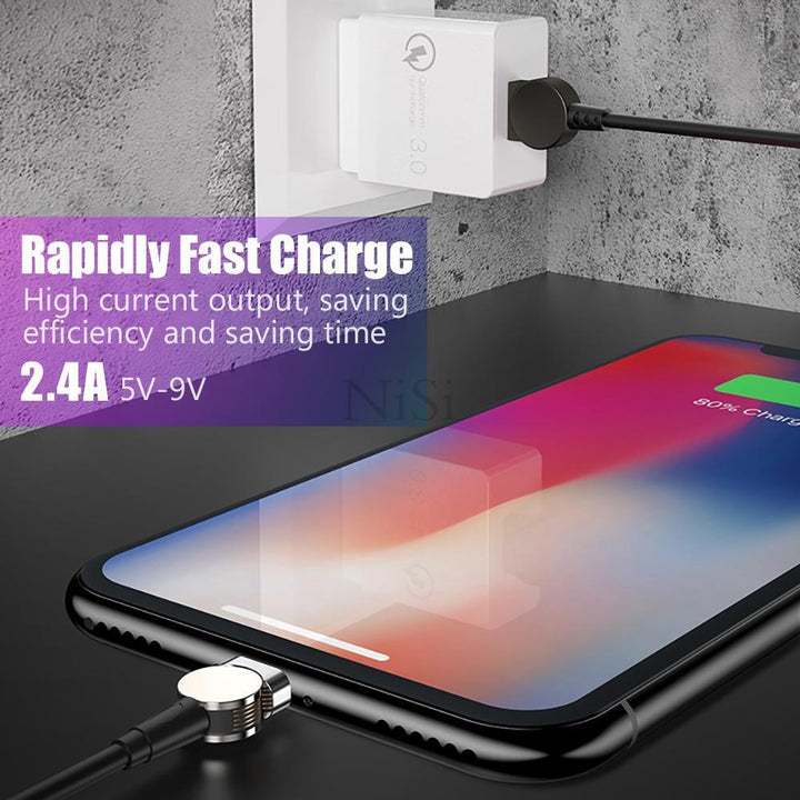 Skanto | Magnetisk kabel 180° roterende ladekabel for Android og IOS hurtiglading dataoverføring