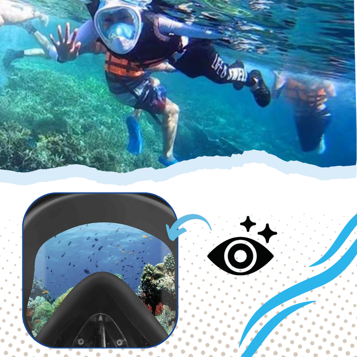 Snorkelmaske med 180° panoramautsikt