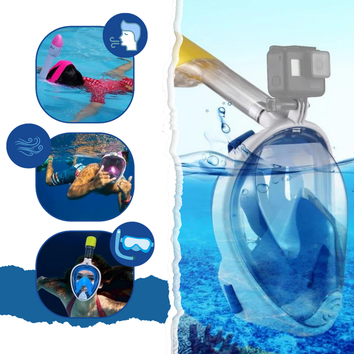 Snorkelmaske med 180° panoramautsikt