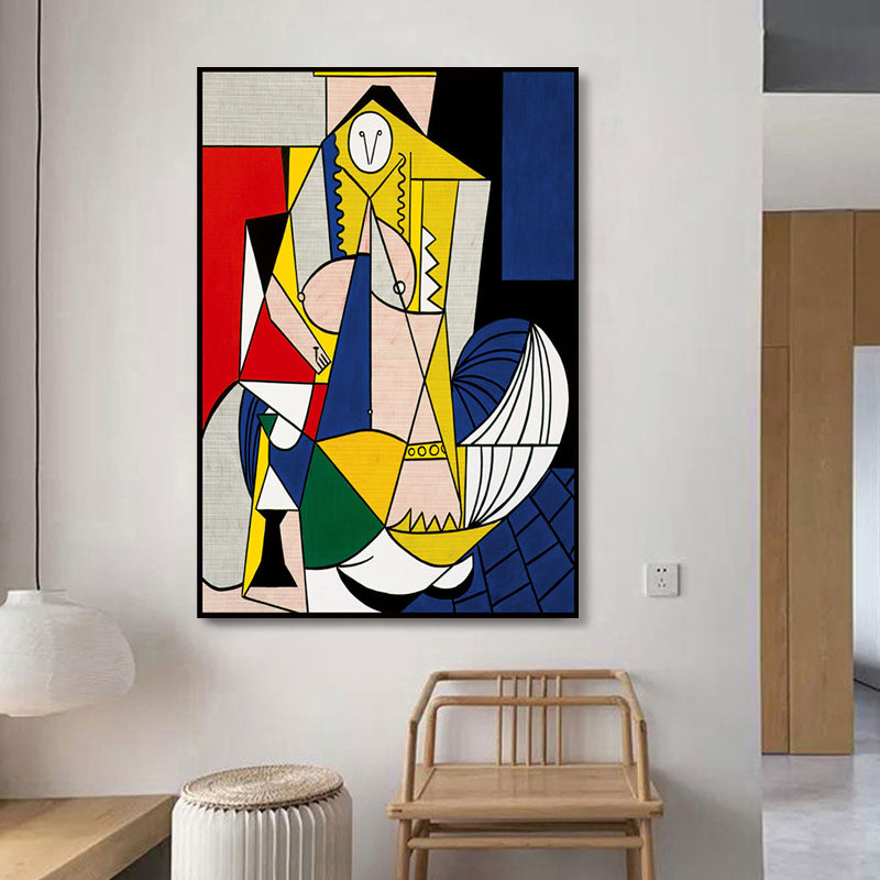 Norvo | Blå Unik Mønster Veggdekorasjon Abstrakt Pop-Art Stilig Teksturert Lerretstrykk for Bad
